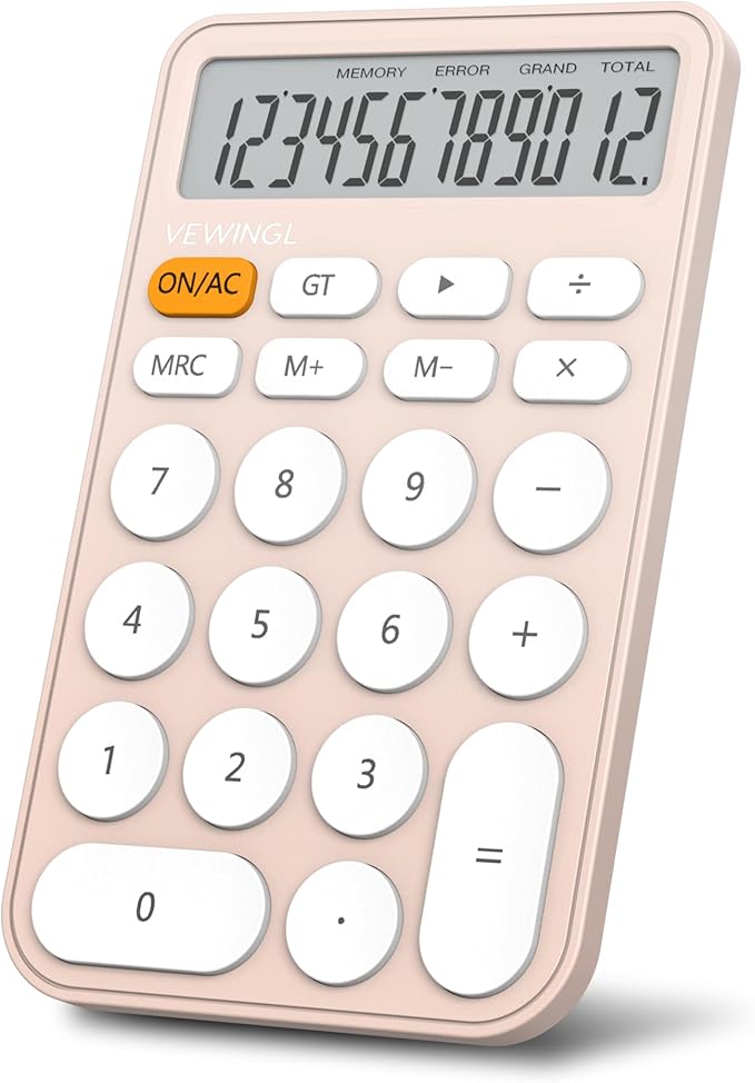 VEWINGL Standard Calculator, 12 Digit Large Display Desktop Calculator with Big Buttons for Office, School, Home & Business