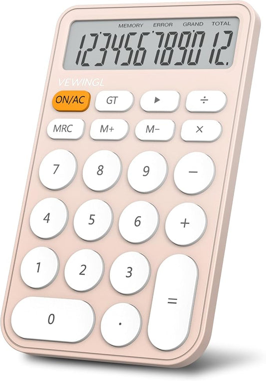 VEWINGL Standard Calculator, 12 Digit Large Display Desktop Calculator with Big Buttons for Office, School, Home & Business