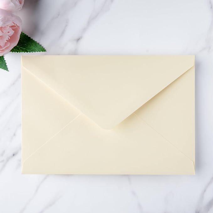 PONATIA 50 Pack 4x6 Envelopes, 4.33 x 6.3'' Cream Envelopes Perfect for Gift Cards, Wedding Details Cards, Thank You Cards and any 4x6" Inner Sheets