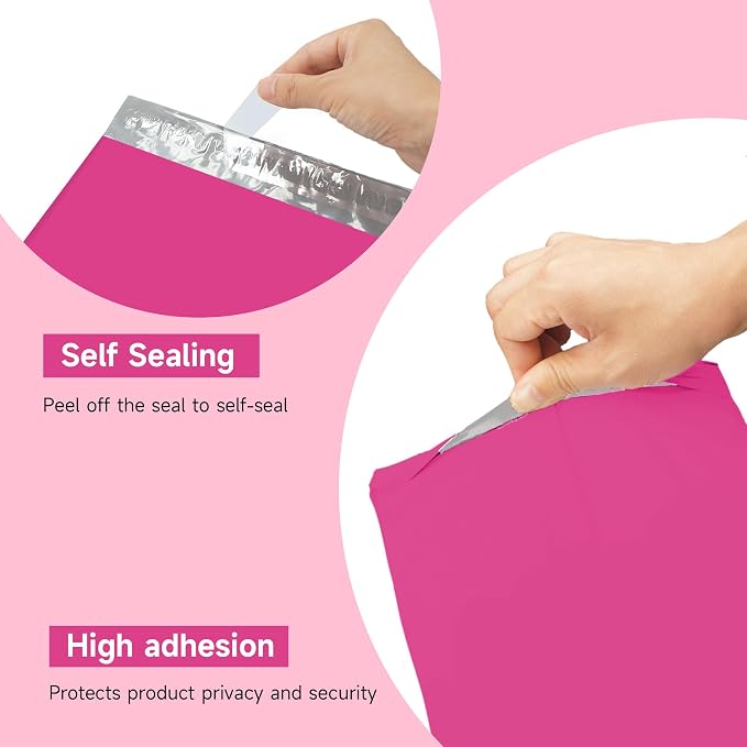 Pink Poly Mailers 24x24 in, Large Shipping Bags, 200 Pcs | Large shipping bags for clothes and mailing envelopes for packing shirts, hoodies, and apparel.