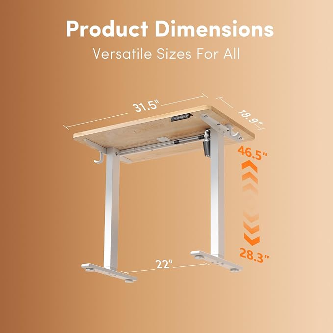 FEZIBO Standing Desk 32 × 19 Inch Electric Height Adjustable, Maple | Sit and Stand Up Adjustable Desk, Home Office Computer Desk with 3 Customizable Memory Presets