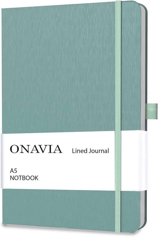 A5 Hardcover Notebook Journal, College Ruled Lined Notebook for Work, Office Meetings, Journaling, Planning & Daily Writing, 160 Pages (80 Sheets), 5.8 x 8.3 in, Midnight Green