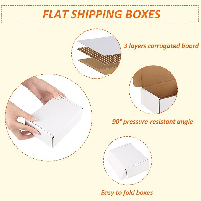 HORLIMER 6x4x2 Shipping Boxes Set of 30, White Corrugated Cardboard Mailer Box for Packing Small Business
