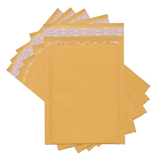SALES4LESS - Kraft Bubble Mailers, Self-Seal, Waterproof & Cushioned Padded Envelopes for Shipping, 4 x 8 in (10 Pack, Gold)