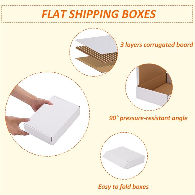 HORLIMER 9x6x2 Shipping Boxes Set of 30, White Corrugated Cardboard Mailer Box for Packing Small Business