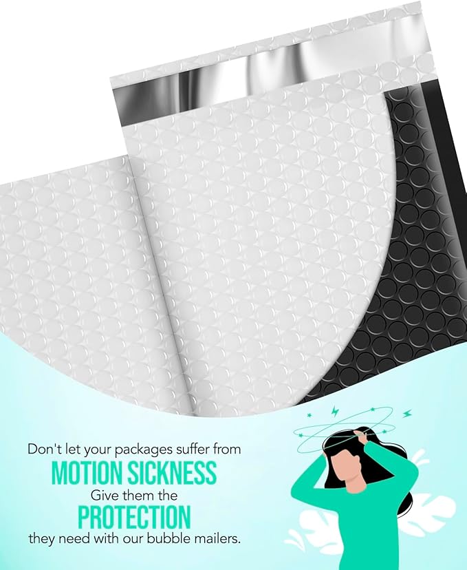 GSSUSA Black Bubble Mailers 5x10" Small Padded Envelopes 100 Pack Usable Size 5X9" Bubble Shipping Envelopes,Strong Adhesion Padded Mailer,Self-Seal Bubble Envelopes for Small Business.