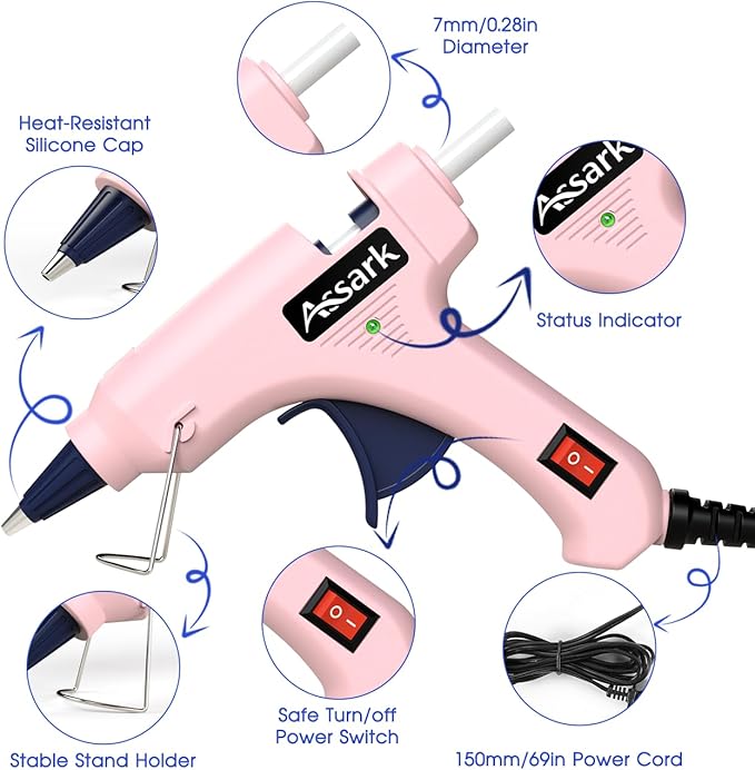 Hot Glue Gun Kit with 30 Glue Sticks, Fast Preheating Hot Melt, High Temp for School Crafts DIY Arts and Quick Home Repairs,20W