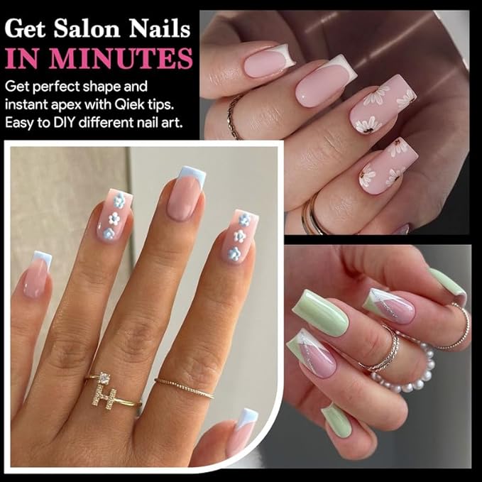 Short Square False Nail Tips, 15 Sizes 510 PCS Clear French Press On Fake Nail Soft Pre-shaped Half Matte Full Cover Gel Nail Tips Extensions Thick Long Lasting for DIY Beginners & Salon Manicure