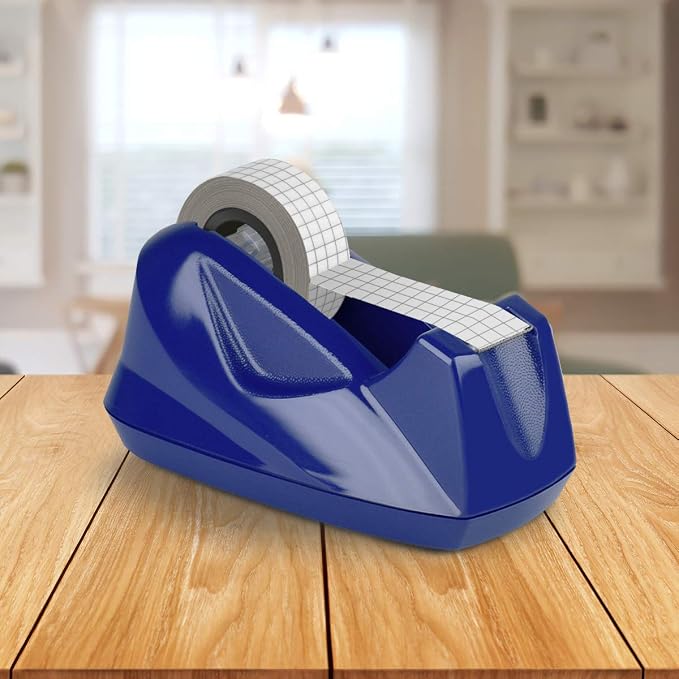 Acrimet Premium Desktop Tape Dispenser, Plastic, Non-Skid Base (Heavy Duty) (Deep Blue Color)