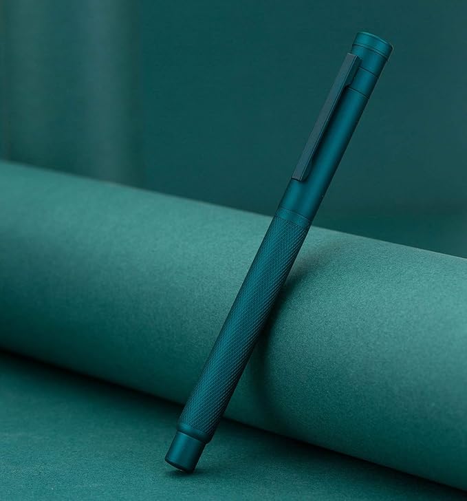 Hongdian Green Forest Fountain Pen Blade Nib Classic Design Calligraphy Pen with Converter and Metal Pen Case Set