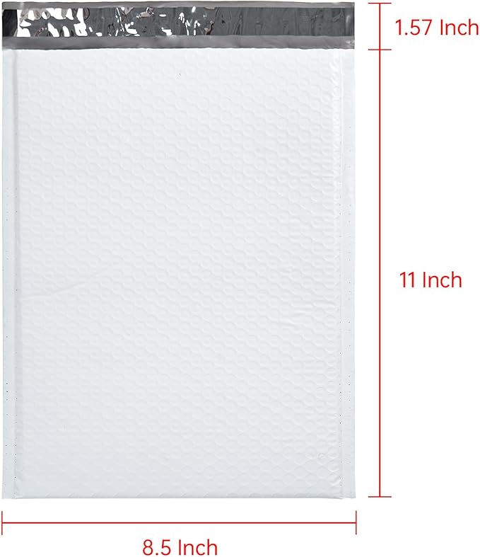 Poly Bubble Mailers, 8.5 x 11 Inch Bubble Lined Poly Mailer Bag for Shipping and Packing, Tear-proof, Water-resistant and Lightweight Envelopes. (50)