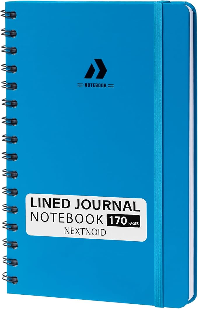 Nextnoid A5 Lined Spiral Notebook - 170 Pages, College Ruled, Harbor Blue | Hardcover Notebook for Everyday Writing, A5 Size (5.8" x 8.3") Journal for Work and School, Daily Journaling and Notetaking
