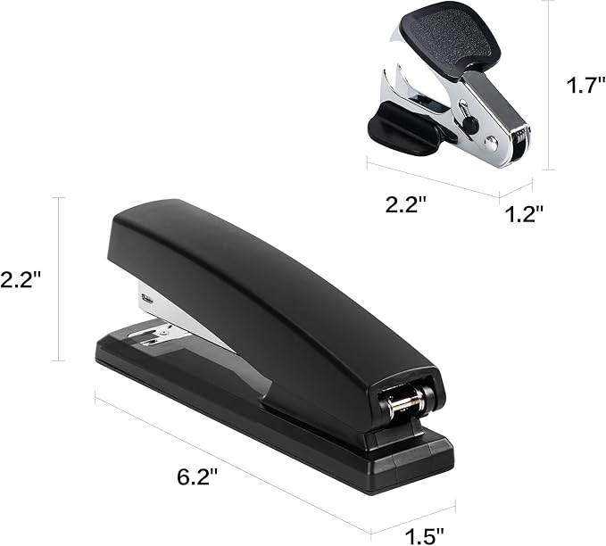 Deli Stapler, 25 Sheet Capacity, 1000 Staples & Staple Remover, Black | Black Heavy Duty Stapler Set, Dual Stapling Modes, Non-Slip Base, Office & Home Use