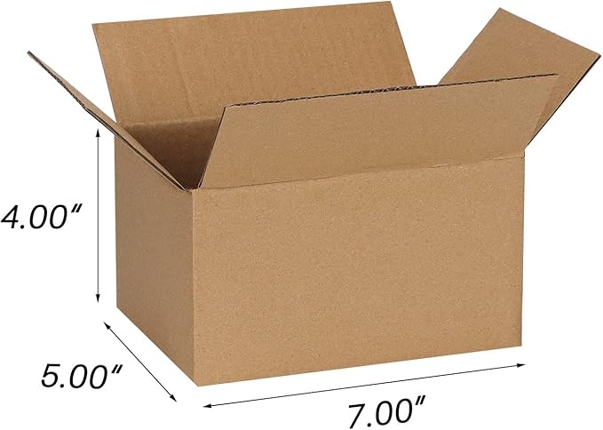 7x5x4 Inches Shipping Boxes Pack of 25, Small Corrugated Cardboard Box for Business Mailing Packaging, Brown