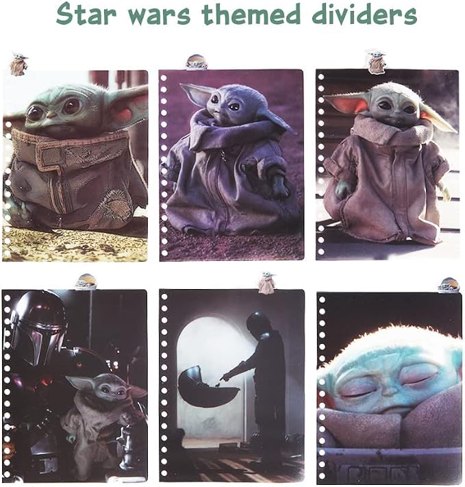 Baby Yoda Star Wars Mandalorian Tab Journal Notebook, 144 Lined Pages, 8x7 | Vinyl Cover, Baby Yoda Tab Dividers & Lined Pages, Fun Mandalorian Journal Gift for Star Wars Fans, School & Office Supplies
