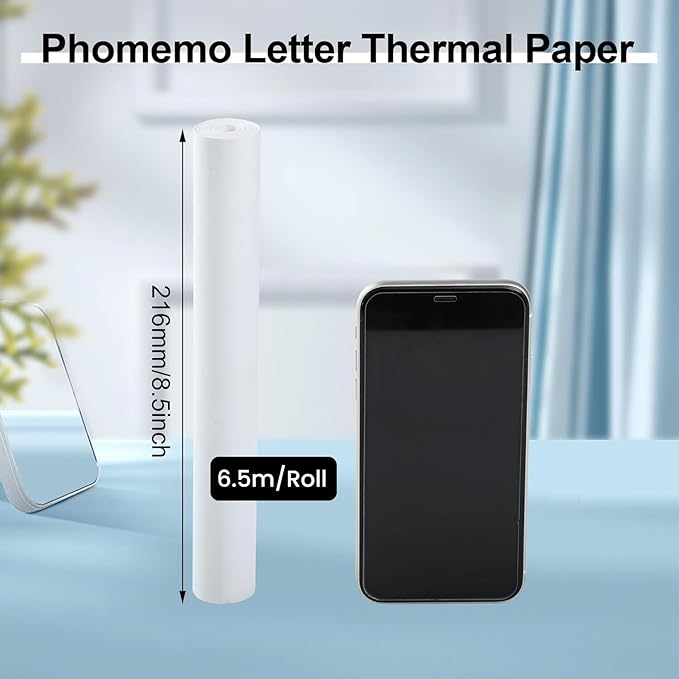 2 Rolls Phomemo Thermal Paper 8.5’’ x 11’’ US Letter Size, Advance Thermal Printing, Roll Paper Compatible with M832 M833 M834 M835 M836 A285M A282M A281M Portable Printer