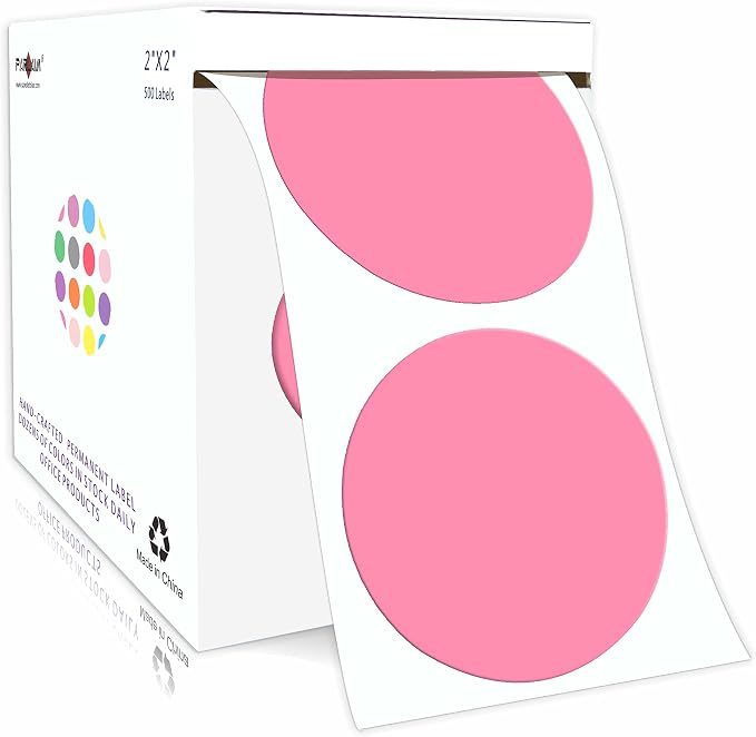 PARLAIM 2”Color Coding Labels Stickers,500 per Roll Round Permanent Adhesive Circle Dot Stickers for Inventory Office Home