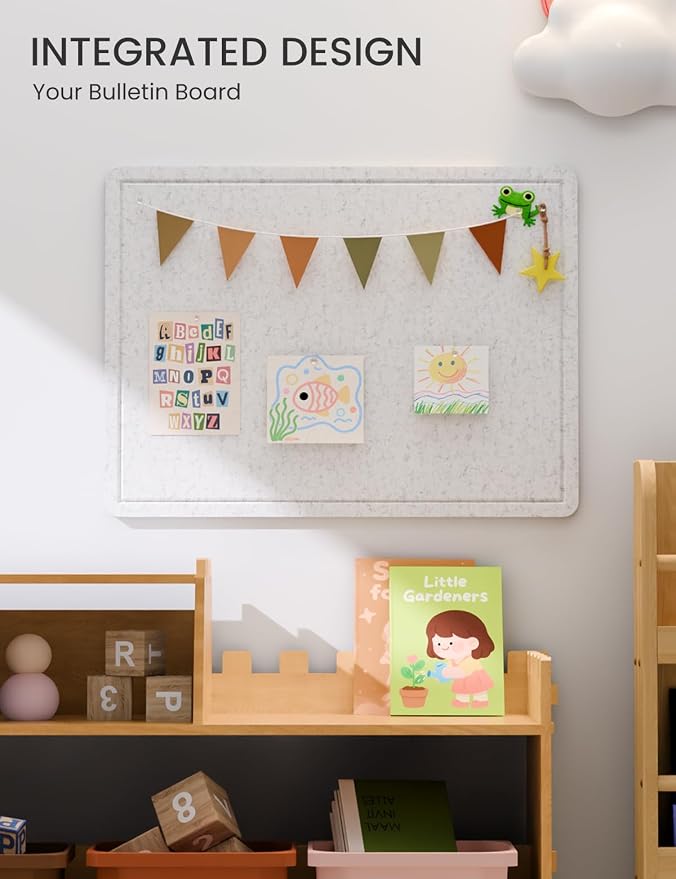 Fluxynara 23.6" x 17.1" Bulletin Board, Light Gray | Cork Board Alternative with 12 Removable Adhesive Tabs, Foldable Felt Pin Board for Home, Office, Classroom & Dorm