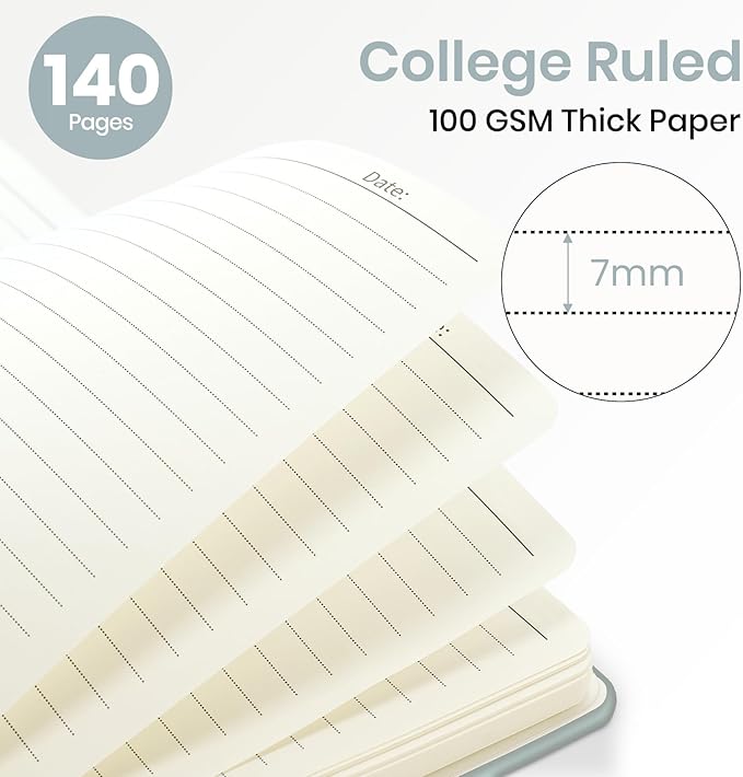Lined Spiral Journal Notebook for Women, A5 College Ruled Journals for Writing, Hardcover Notebooks for Work, Note taking and Office School Supplies,140 Pages - Dusty Blue