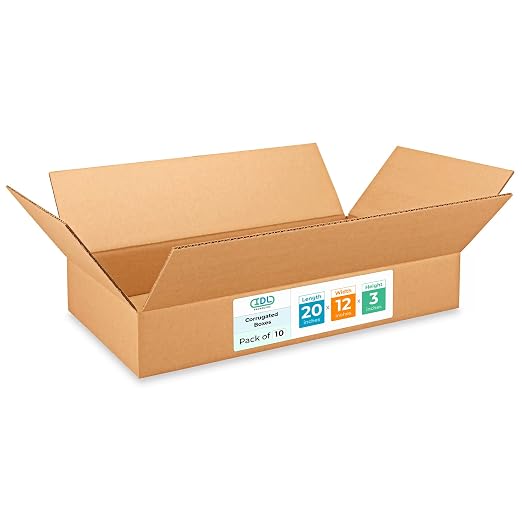 Large Shipping & Moving Boxes 20x12x3 inches (10-Pack) - Extra Strength 200 lb vs Regular - Corrugated Packing Boxes for Moving - Cardboard Box for Delivering - Packing Box by IDL Packaging | Extra Strength 200 lb vs Regular - Corrugated Packing Box fo...