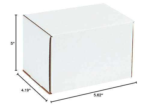 Box USA 6" Deluxe Shipping Boxes, 6"L x 4 1/2"W x 5"H, 50-Pack - White Box Mailers for Packaging, Storage, Gifts or Bulk Business Orders