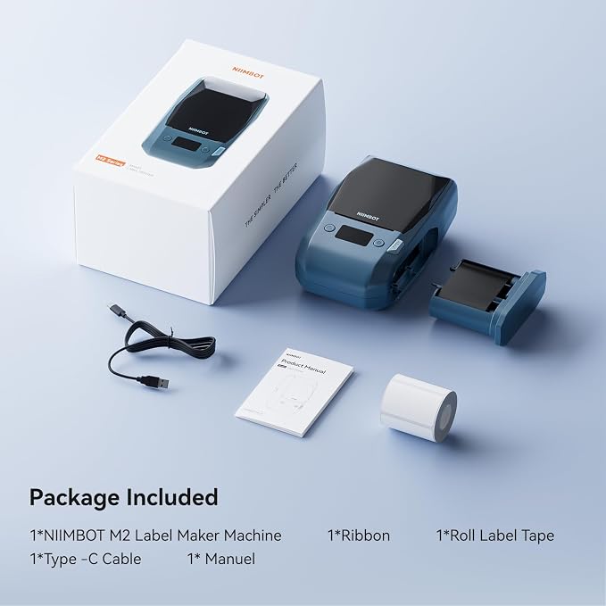 NIIMBOT M2 Thermal Transfer Label Maker, Label No Fading for Office Lab Use | 300DPI Label Printer, Labels Last 10 yrs No Fade For office, Garden, Lab, Industrial, Equip, Cables, Support Bluetooth& USB