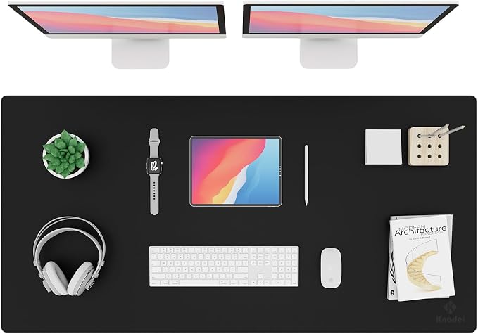 K KNODEL Extra Large Desk Mat, Leather Mouse Pad (47.2"x23.6", Black) | Desk Pad, Keyboard Pad, Computer and Laptop Mat, Desktop Protector and Cover, Writing Pad and Blotter for Home Office