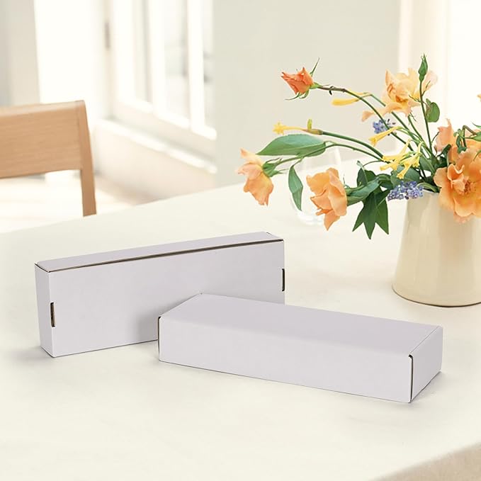 HORLIMER 12x4x2 inches Shipping Boxes Set of 25, White Corrugated Cardboard Box Literature Mailer