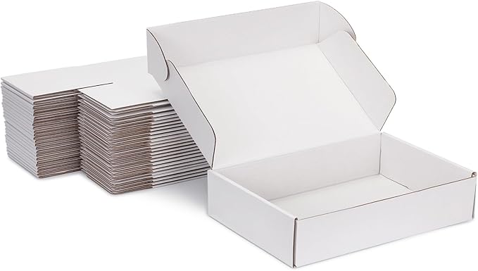Small Shipping Boxes 12x8x2 Inch (25 Pack) - Sturdy White Corrugated Cardboard Boxes for Small Business, Ecommerce, Mailing & Packaging | Recyclable Gift & Storage Boxes