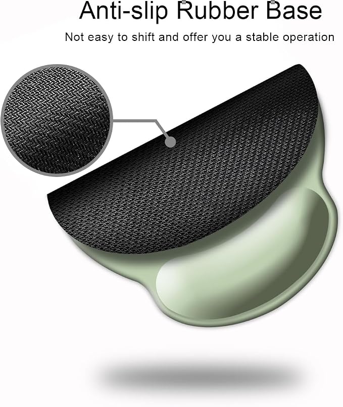 DOOKE Ergonomic Mouse Pad with Wrist Support, Cute Wrist Pad with Non-Slip Rubber Base for Computer, Laptop, Home Office Gaming, Working, Easy Typing & Pain Relief,Sage Green