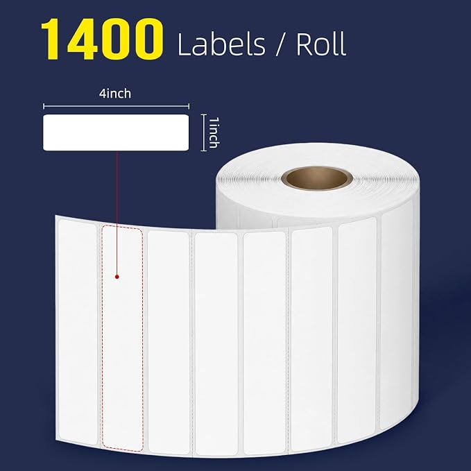 L LIKED 1400 Thermal Labels 4"x1", Permanent Adhesive Shipping Labels | BPA Free, Block Old Information, Perforated Easy-Tear, Compatible with Rollo, Zebra and Other Desktop Printers