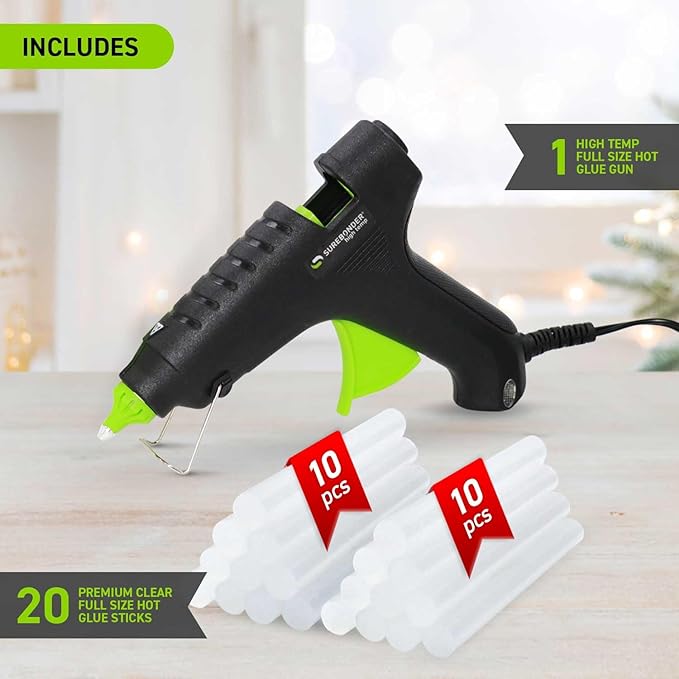 Surebonder High Temperature Hot Glue Gun Kit with 20 Full-Size All-Purpose Glue Sticks Included - Perfect for Crafts, DIY Projects, and Quick Repairs