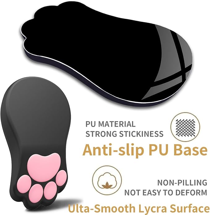 L-SPOUTTO Ergonomic Mouse Pad with Wrist Rest,Black Mouse Pad Wrist Support | Cute Cat Paw Comfortable Massage Design,Computer Pain Relief Mousepad with Non-Slip PU Base for Desk Laptop Gaming