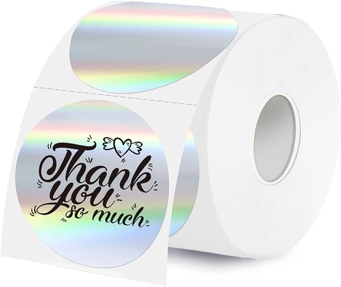 2 Inch Holographic Thermal Labels,Laser Round Thermal Printer Labels,Printable Round Thermal Printer Labels Self-Adhesive Direct Thermal Label(300pcs Laser)