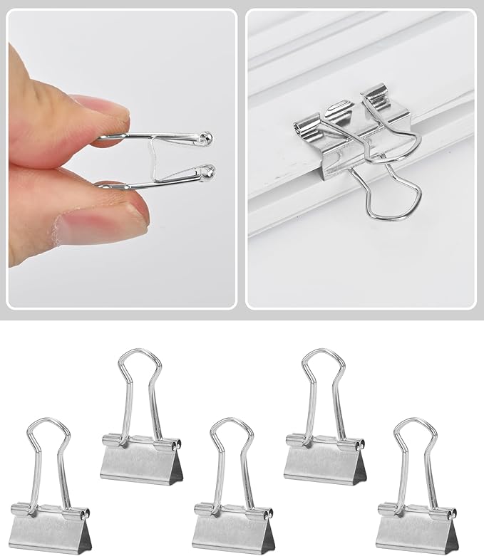 Binder Clips, 50 Pack, 0.75 in Small Paper Clips for Office, （Silver）