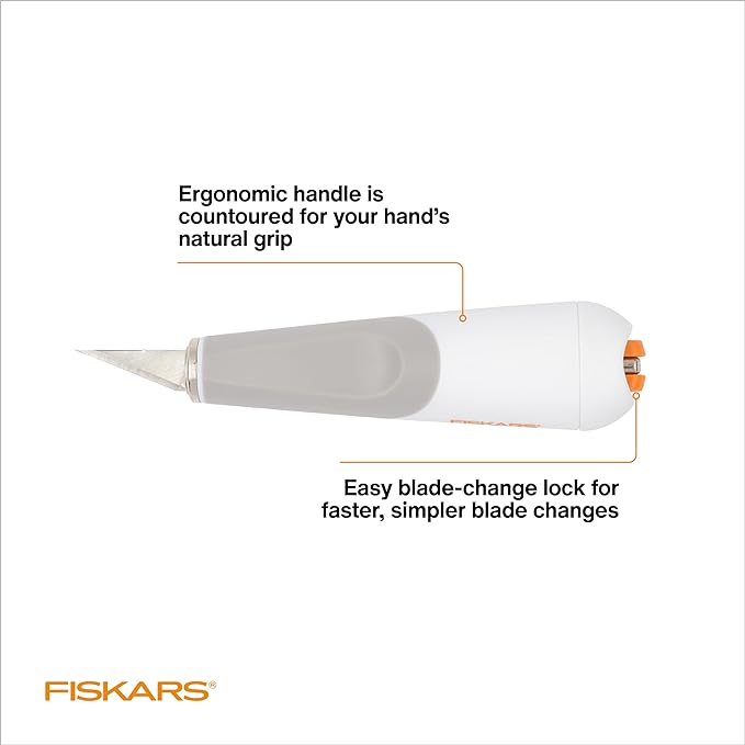 Fiskars Heavy-Duty Easy Change Detail Knife (with #2 Blade) - for Heavy and Thick Materials - Arts and Crafts