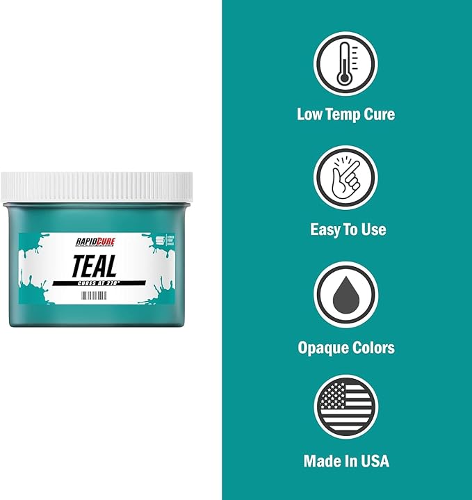 Screen Print Direct Rapid Cure® Screen Printing Ink Teal (3.5 Gallon - 448oz.) - Plastisol Ink for Screen Printing, Fast Curing Fabric Paint, USA Made