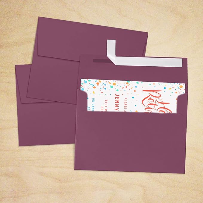 LUXPaper A7 Invitation Envelopes | Peel & Press | 5 1/4" x 7 1/4" | Vintage Plum | 80lb. Text | 50 Qty
