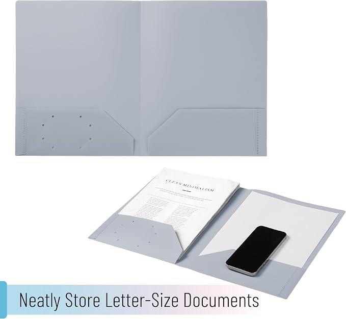 Mr. Pen- Plastic Folders with Pockets, 5 pcs | Aesthetic File Folder with Business Card Slot, 2-Pocket Folder, Back to School, Office, Filing Supplies
