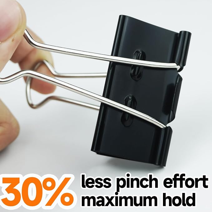 48 Pack Large Binder Clips(2 Inch), Upgrade Support Points Binder Clips | Extra Large Paper Clamps for Office and Home Supplies