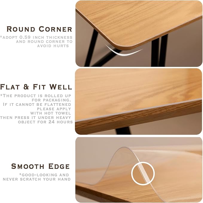 Clear Desk Mat Frosted, 34 x 17 in Desk Pad, Protector Mat for Office & Home Working, Table Protector Anti-Water & Heat Resistant