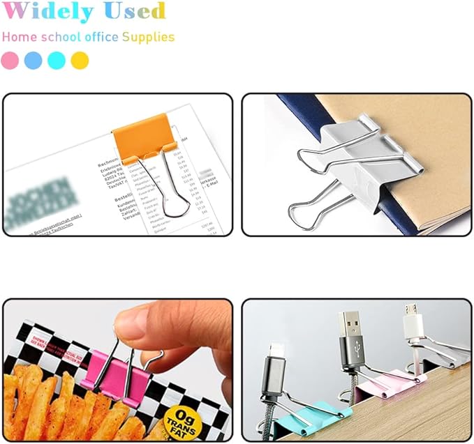 Small Binder Clips, 40 Pack, 3/4 Inch, Standard 19mm, White, Capacity 0.31 Inch, Mini Paper Clips, Fold Clamp, Office and School Supplies