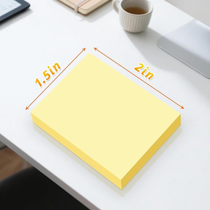 (54 Pads) Mini Sticky Notes 1.5x2 in, Yellow Strong Adhesive Post, Suitable for School, Home, Office, Clean Removal