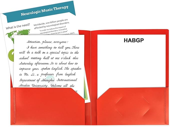 Plastic Folders with Pockets, 24 Color Heavy Duty Two Pocket Folder Business Card Holder for Office High School