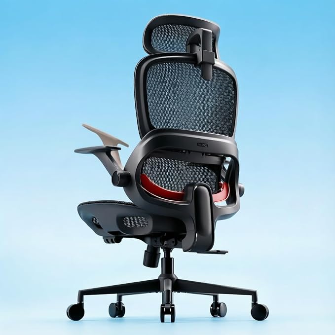 SIHOO B100 Mesh Office Chair, Comfy Ergonomic Office Chair | Mesh Office Chair with Adaptive Lumbar Support, Desk Chair with Wide Headrest, 300 LBS Black