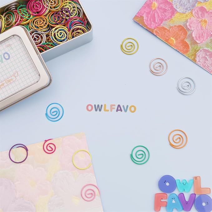 OWLFAVO 132pcs Small Circle Shape Paper Clips with Clear Box, 11 Colors, Funny Cute Paperclips Bookmarks Planner Clips for Fun Office Supplies School Gifts Wedding Decoration
