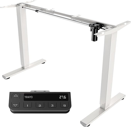 YIHAYO Standing Desk Frame, DIY Workstation, Frame Only, Adjustable Desk with Memory Smart Pannel and Anti-Collision System, Sit Stand Desk for Home Office Computer Desk (White)