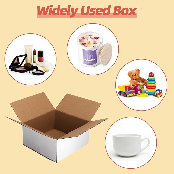 25-Pack Shipping Boxes 6x6x3 Inches, White | Corrugated Cardboard Box for Business Packing, Shipping, and DIY, Easy to Fold and Assemble