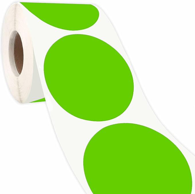 PARLAIM 2 Inch Round Permanent Adhesive Color-Code Dot Stickers,500 per Roll dots Label Dispenser Box, Circle Stickers Label(Light Green)