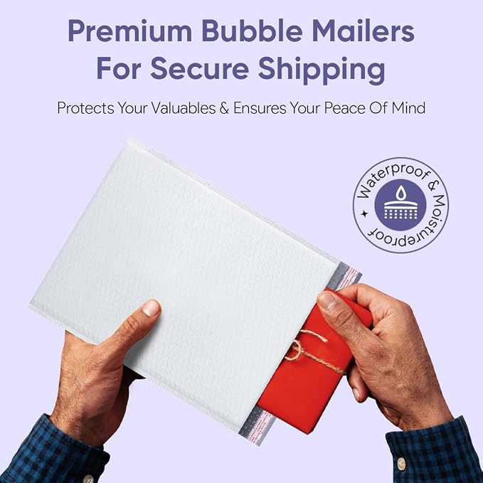 Small Bubble Mailers 4x8, Poly Padded Envelopes #000, 500 Pack Bulk | Fits Trading & Sports Cards, Self-Seal Closure, Cushioned Protection, Water-Resistant Poly, For Small Business Shipping